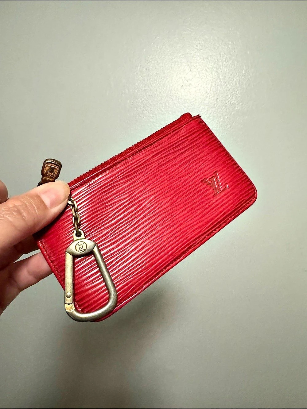 Louis Vuitton Epi Leather Pochette Cles Red Zip Wallet